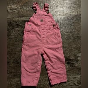 Pink flannel lined bib overalls 24 Months